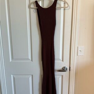 Backless Brown Sweater Dress